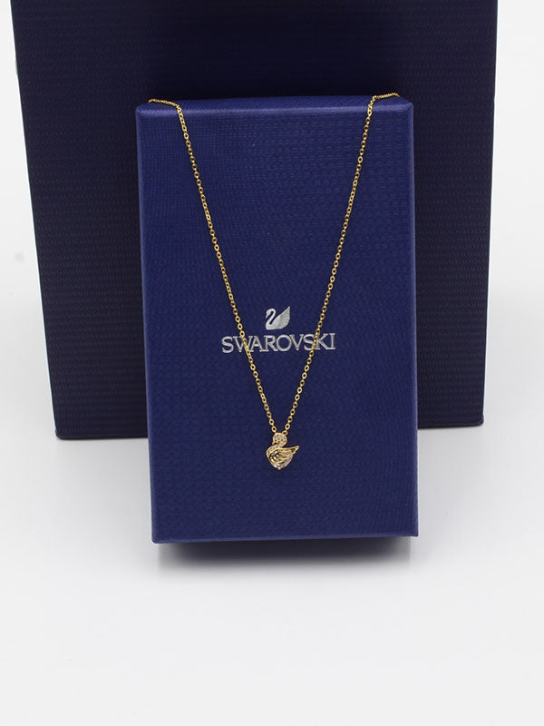 سلسال سواروفسكي سوان صغير سلسال Swarovski ذهبي