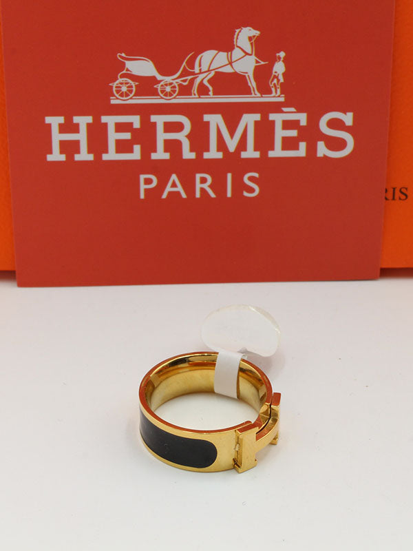 خاتم هيرمز خواتم HERMES اسود ذهبي 6