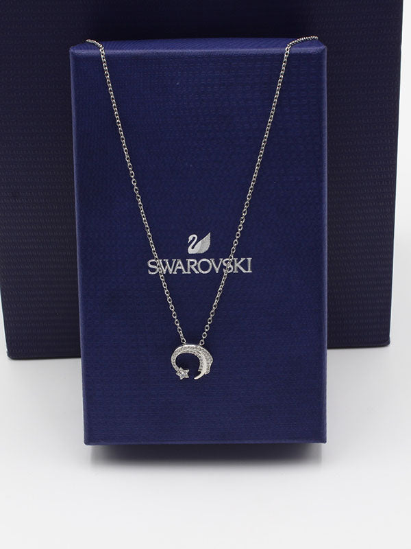 سلسال سواروفسكي هلال ستار سلسال Swarovski فضي