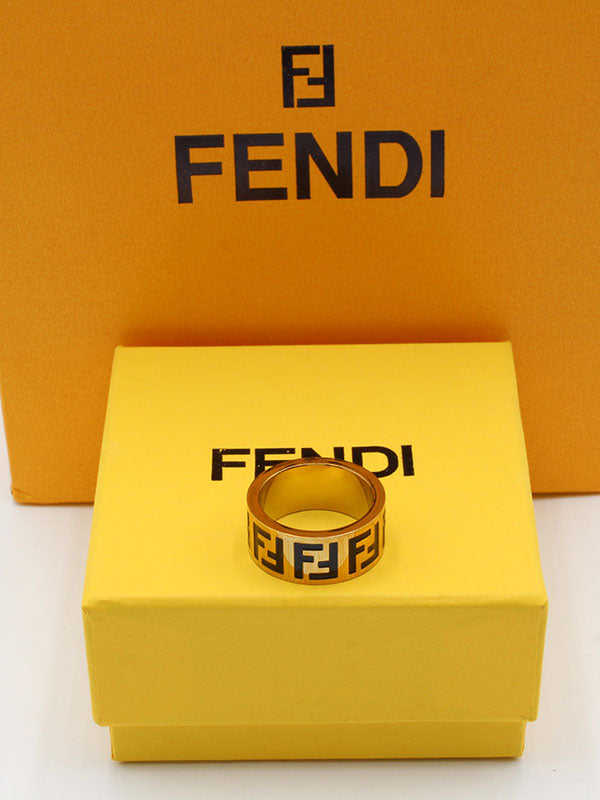 خاتم دبلة فندي عريضه خواتم fendi ذهبي 7