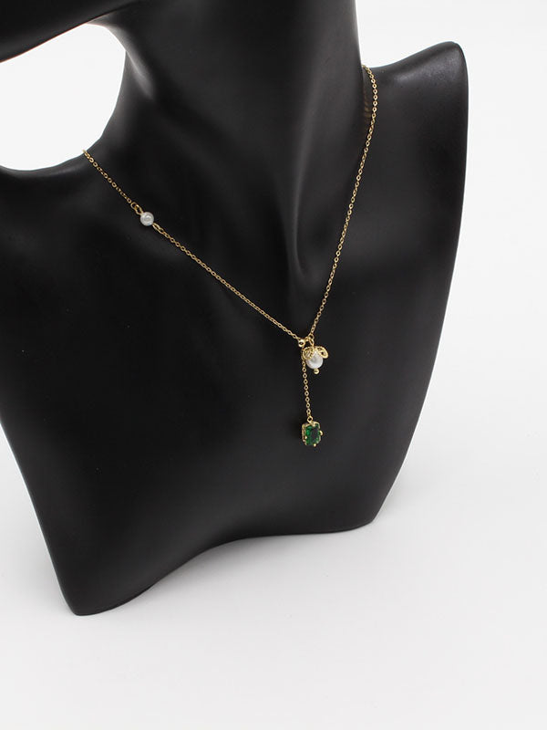 سلسال ذهبي ولولو زركون اخضر سلسال jewel ذهبي