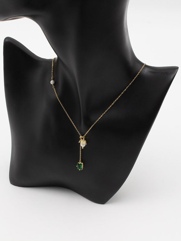 سلسال ذهبي ولولو زركون اخضر سلسال jewel