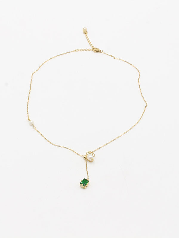 سلسال ذهبي ولولو زركون اخضر سلسال jewel