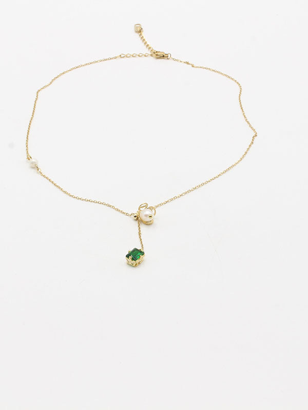 سلسال ذهبي ولولو زركون اخضر سلسال jewel