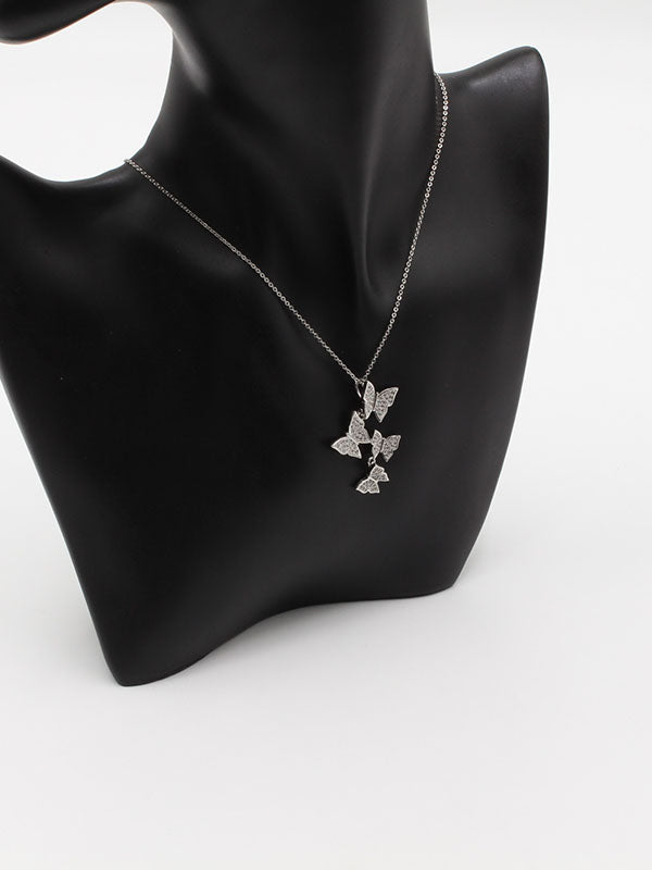 سلسال فراشات فضي سلسال jewel