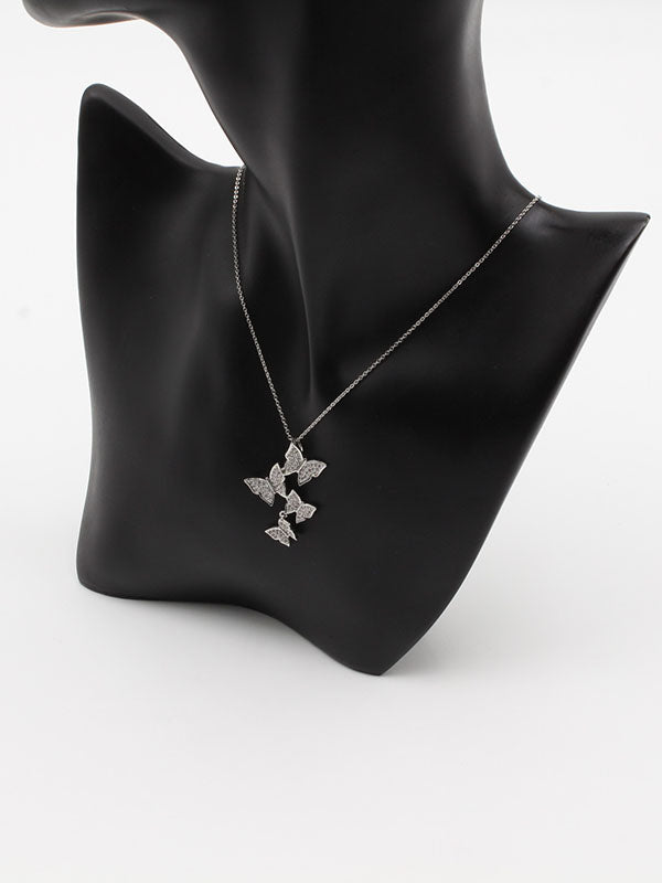 سلسال فراشات فضي سلسال jewel