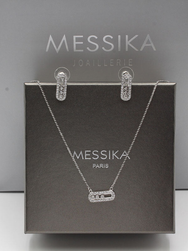 طقم ميسيكا ناعم زركون صغير 2 قطع اطقم messika فضي