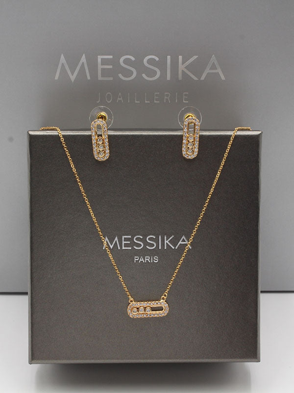 طقم ميسيكا ناعم زركون صغير 2 قطع اطقم messika ذهبي