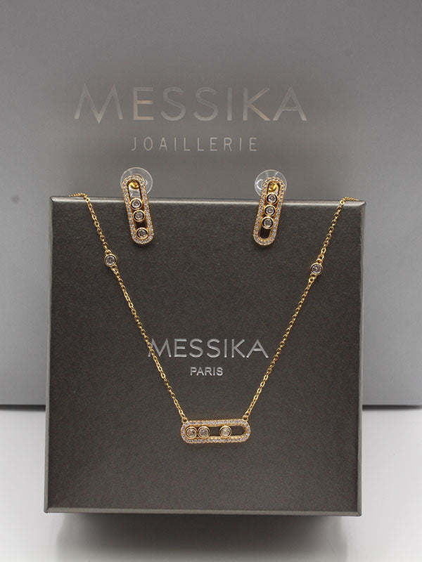 طقم ميسيكا ناعم زركون وسط 2 قطع اطقم messika ذهبي