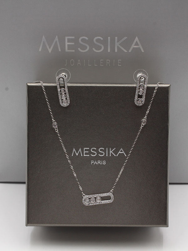 طقم ميسيكا ناعم زركون وسط 2 قطع اطقم messika فضي