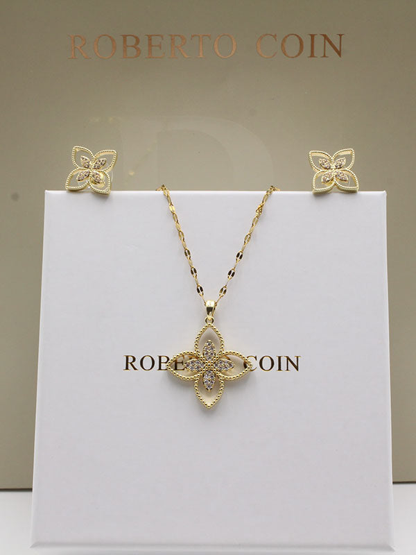 طقم روبرتو كوين زركون اطقم roberto coin ذهبي