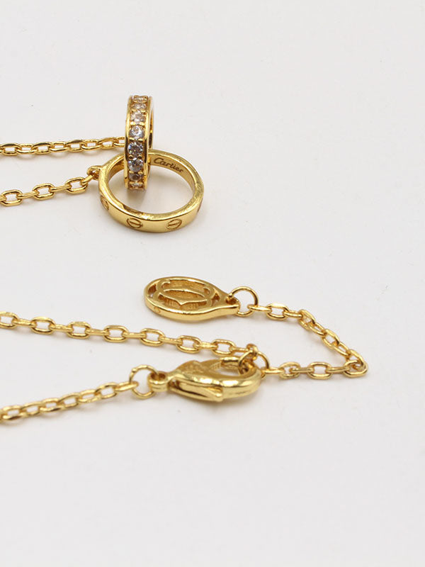سلسال كارتير زركون بيضاوي ذهبي لوقو سلسال CARTIER