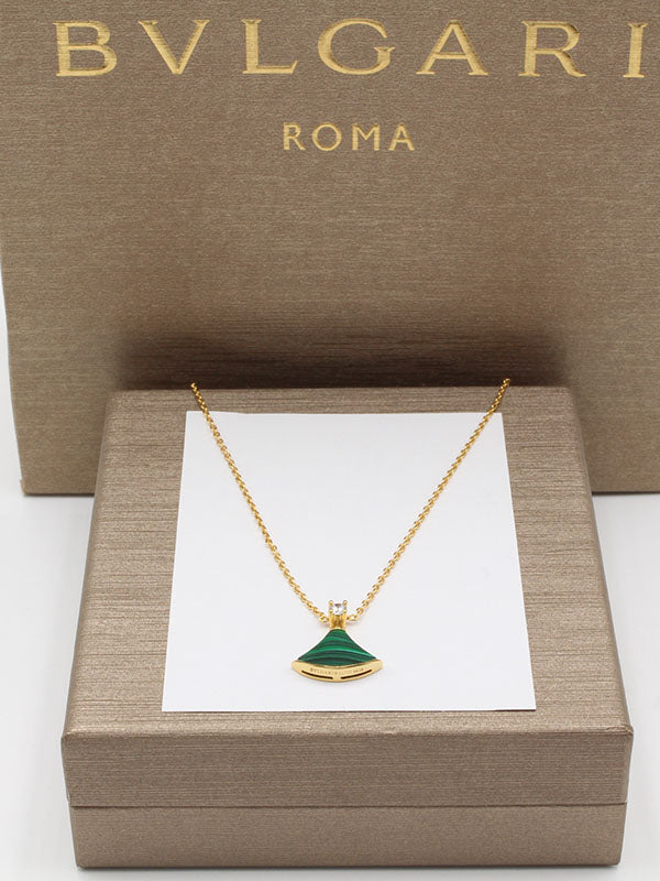 سلسال بولغاري حجر طبيعي ستون سلسال bvlgari اخضر ذهبي