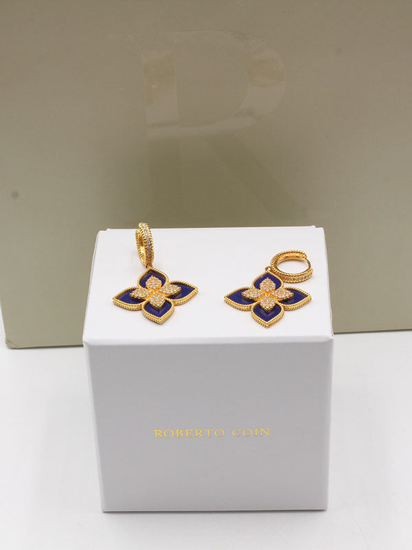 حلق روبرتو كوين زركون حلق roberto coin ازرق ذهبي