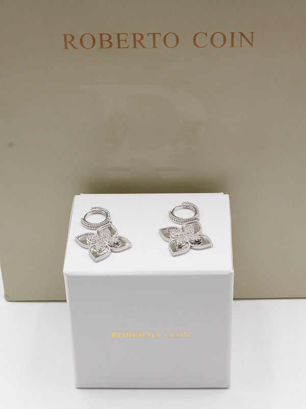 حلق روبرتو كوين زركون حلق roberto coin فضي
