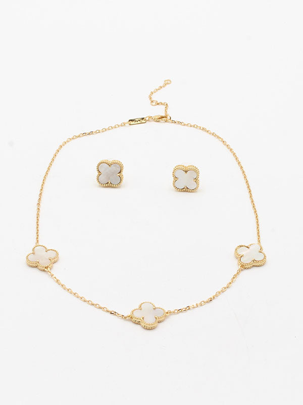 طقم فان كليف 3 ورود ذهبي وملون اطقم van cleef ابيض