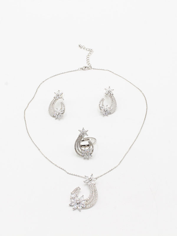 طقم ناعم زركون سهره 3 قطع اطقم jewel فضي