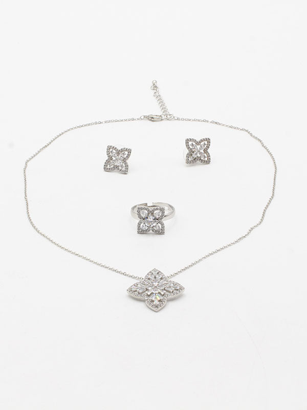 طقم ناعم زركون ورده 3 قطع اطقم jewel