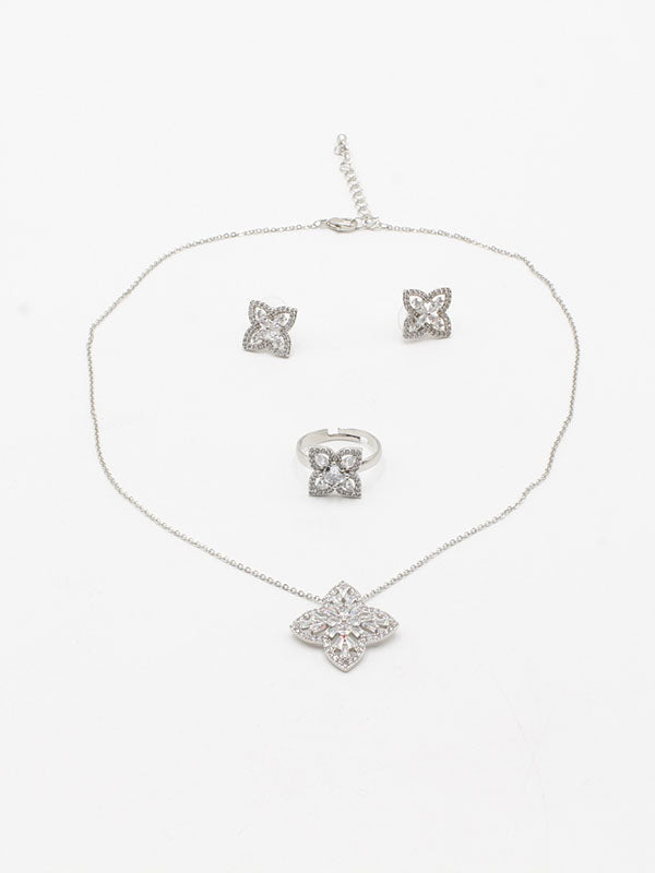 طقم ناعم زركون ورده 3 قطع اطقم jewel