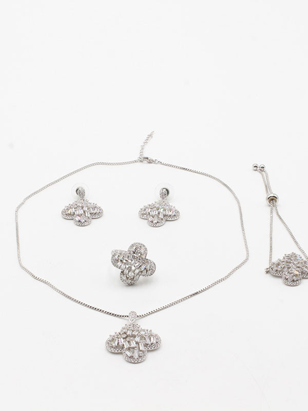 طقم ناعم زركون سهره ورده 4 قطع اطقم jewel