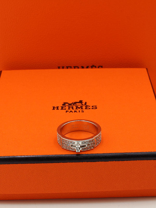 خاتم هيرمز زركون كي لوقو خواتم HERMES فضي 6