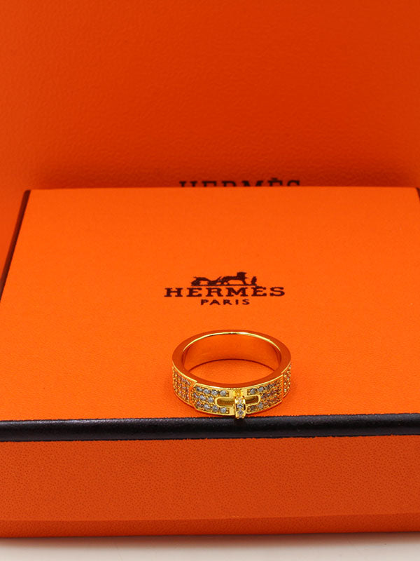 خاتم هيرمز زركون كي لوقو خواتم HERMES ذهبي 6