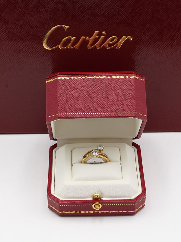 خاتم كارتير سوليتر دبل بيق ستون خواتم CARTIER ذهبي 5