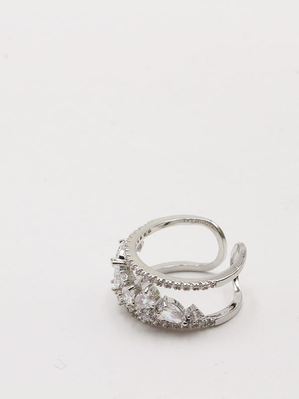 خاتم زركون عريضه فضي خواتم Swarovski