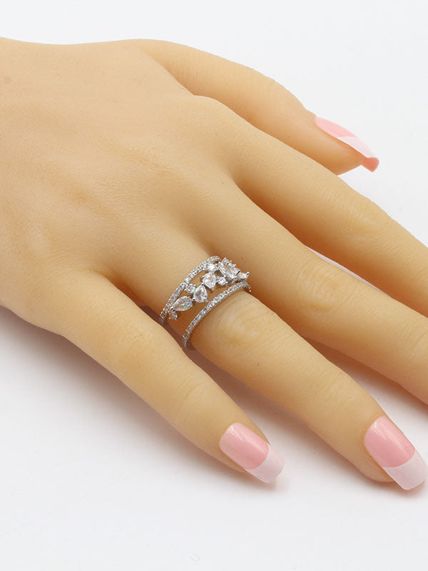 خاتم زركون عريضه فضي خواتم Swarovski