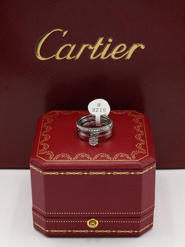 خاتم كارتير سوليتر 3 قطع خواتم CARTIER فضي 6