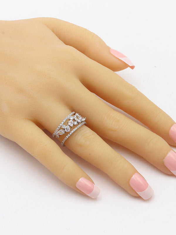 خاتم زركون عريضه فضي خواتم Swarovski