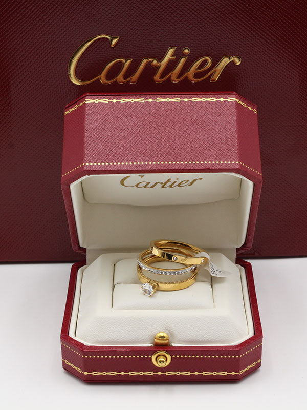 خاتم كارتير سوليتر 3 قطع خواتم CARTIER ذهبي 6