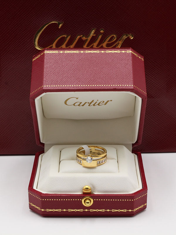 خاتم كارتير سوليتر دبل رينقز خواتم CARTIER ذهبي 6