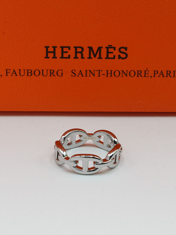 خاتم هيرمز ميتال لوقو خواتم HERMES فضي 5