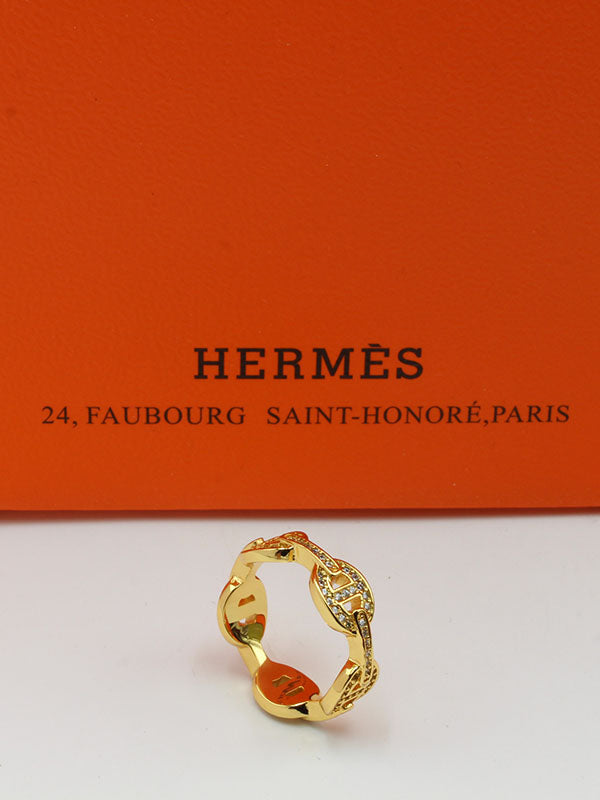 خاتم هيرمز زركون لوقو خواتم HERMES ذهبي 6