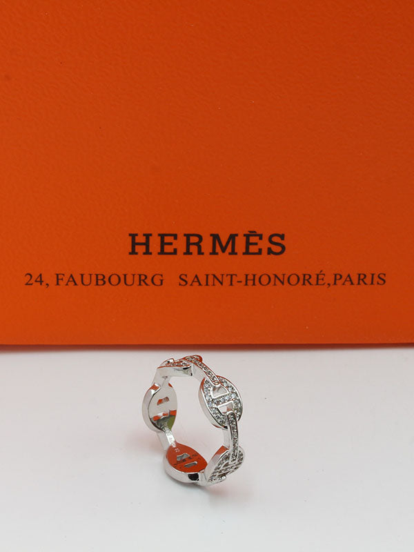 خاتم هيرمز زركون لوقو خواتم HERMES فضي 6