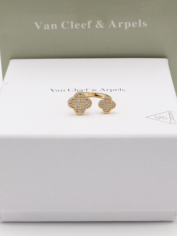 خاتم فان كليف زركون دبل فلاورز خواتم van cleef ذهبي