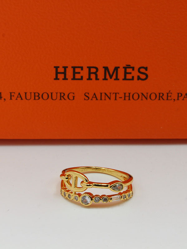 خاتم هيرمز زركون دبل لاينز لوقو خواتم HERMES