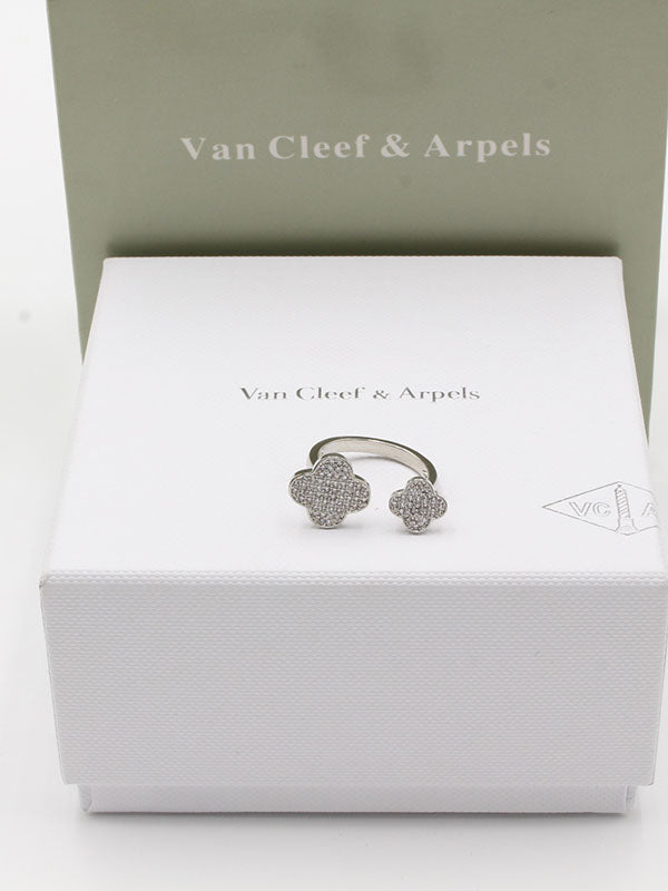 خاتم فان كليف زركون دبل فلاورز خواتم van cleef فضي