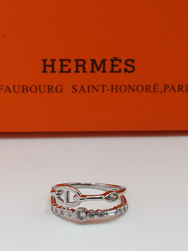 خاتم هيرمز زركون دبل لاينز لوقو خواتم HERMES