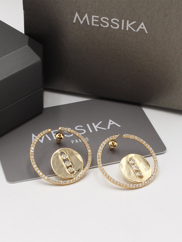 حلق ميسيكا مدور زركون 3 سم حلق messika ذهبي