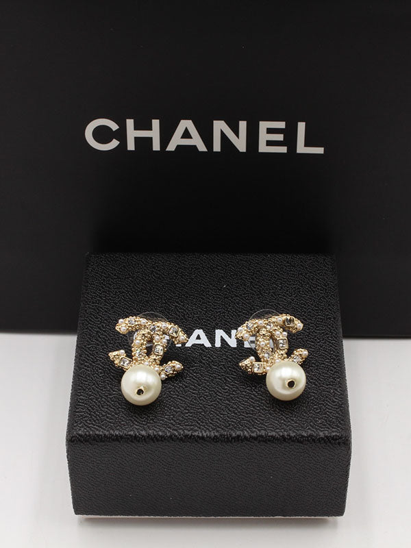 حلق شانيل لولو بيرل كرستال حلق chanel