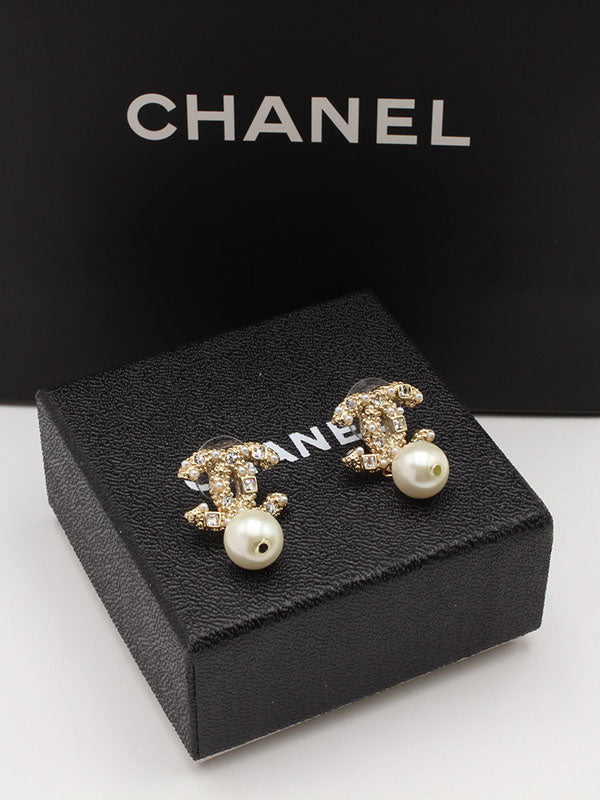 حلق شانيل لولو بيرل كرستال حلق chanel