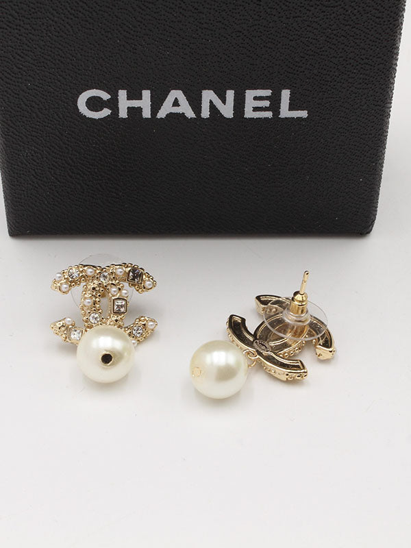 حلق شانيل لولو بيرل كرستال حلق chanel