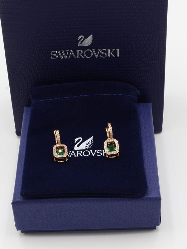 حلق سواروفسكي زركون حلق Swarovski اخضر روز قولد