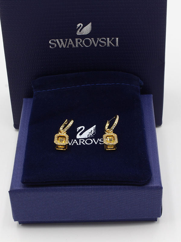 حلق سواروفسكي زركون حلق Swarovski اصفر ذهبي