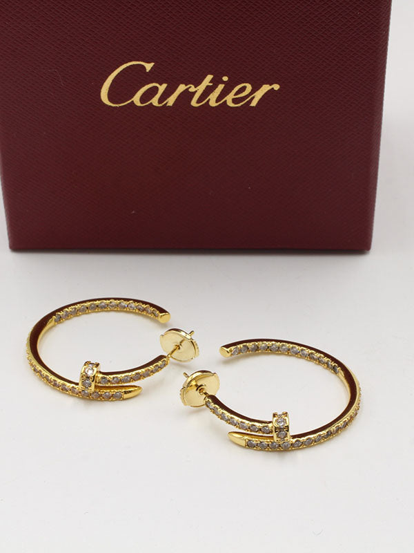 حلق كارتير سيركل زركون وسط لوقو حلق CARTIER ذهبي