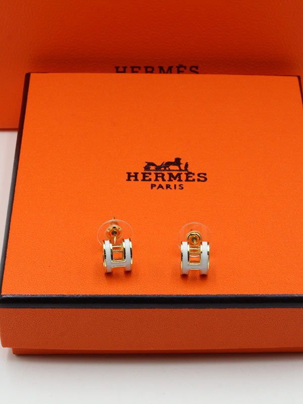 حلق هيرمز وايت صغير حلق HERMES ذهبي