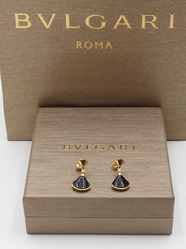 حلق بولغاري حجر طبيعي حلق bvlgari اسود ذهبي