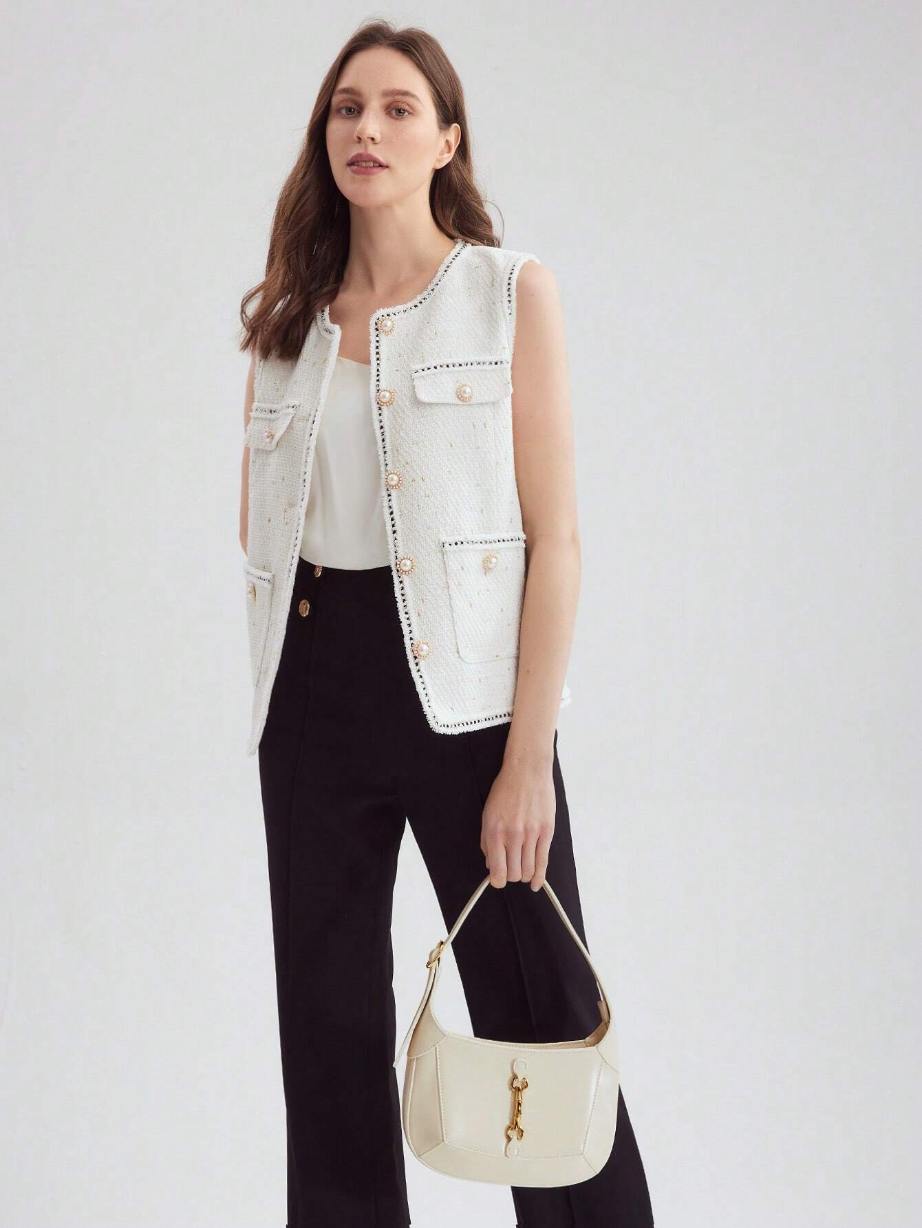 حقيبة كتف نسائية عصرية كريمي شنط وحقائب شنط